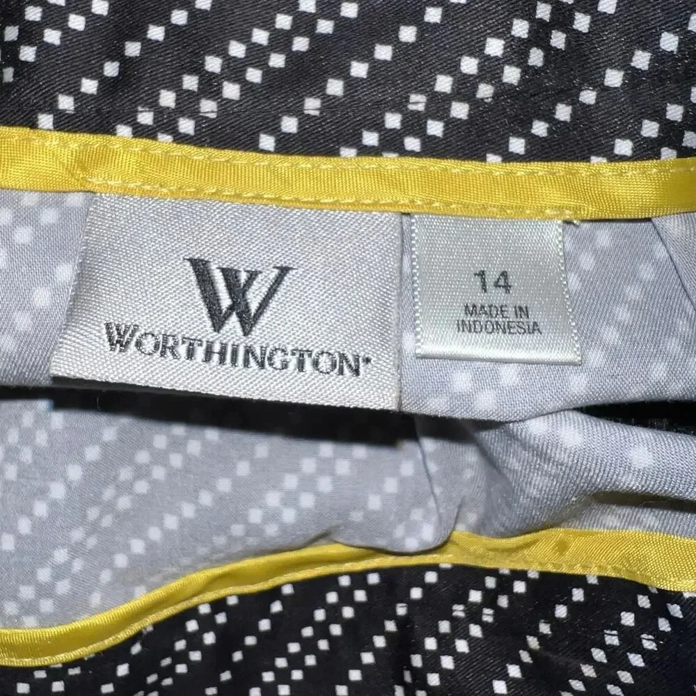 Worthington Ladies size 14 A-line geometric stretch office/career Y2K midi Skirt